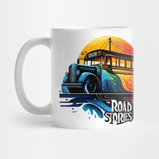 Artistic Silhouette Of A School Bus, Road Stories Mug